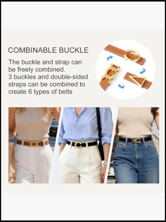 Reversible Leather Belt with Gold Chain/Triangle Buckle main image 6